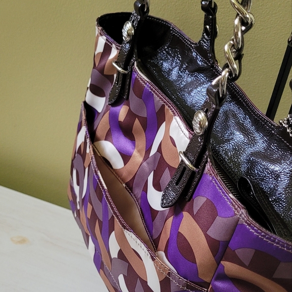 COACH MADISON CHAINLINK EAST MEET WEST BAG PURPLE MULTI #15549 - Picture 4 of 16